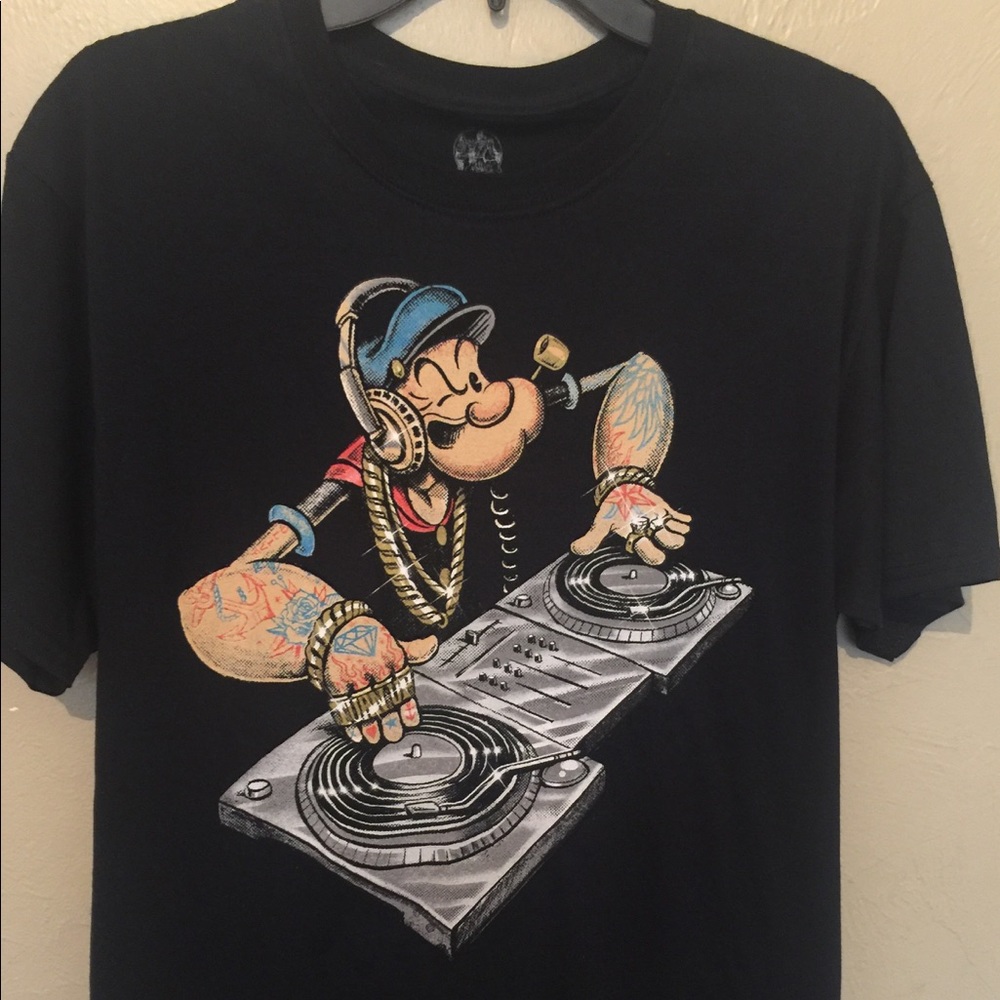 Popeye Tatted & DJ Mixing Mens  T Shirt Adult MM